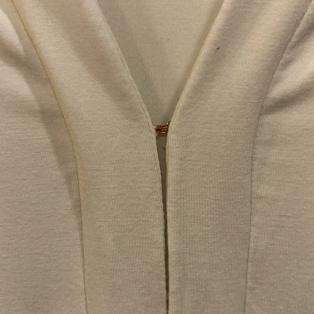 LOGO by Lori Goldstein Cream Light Weight Jacket HiLo Floral Sheer Ruffle Hem